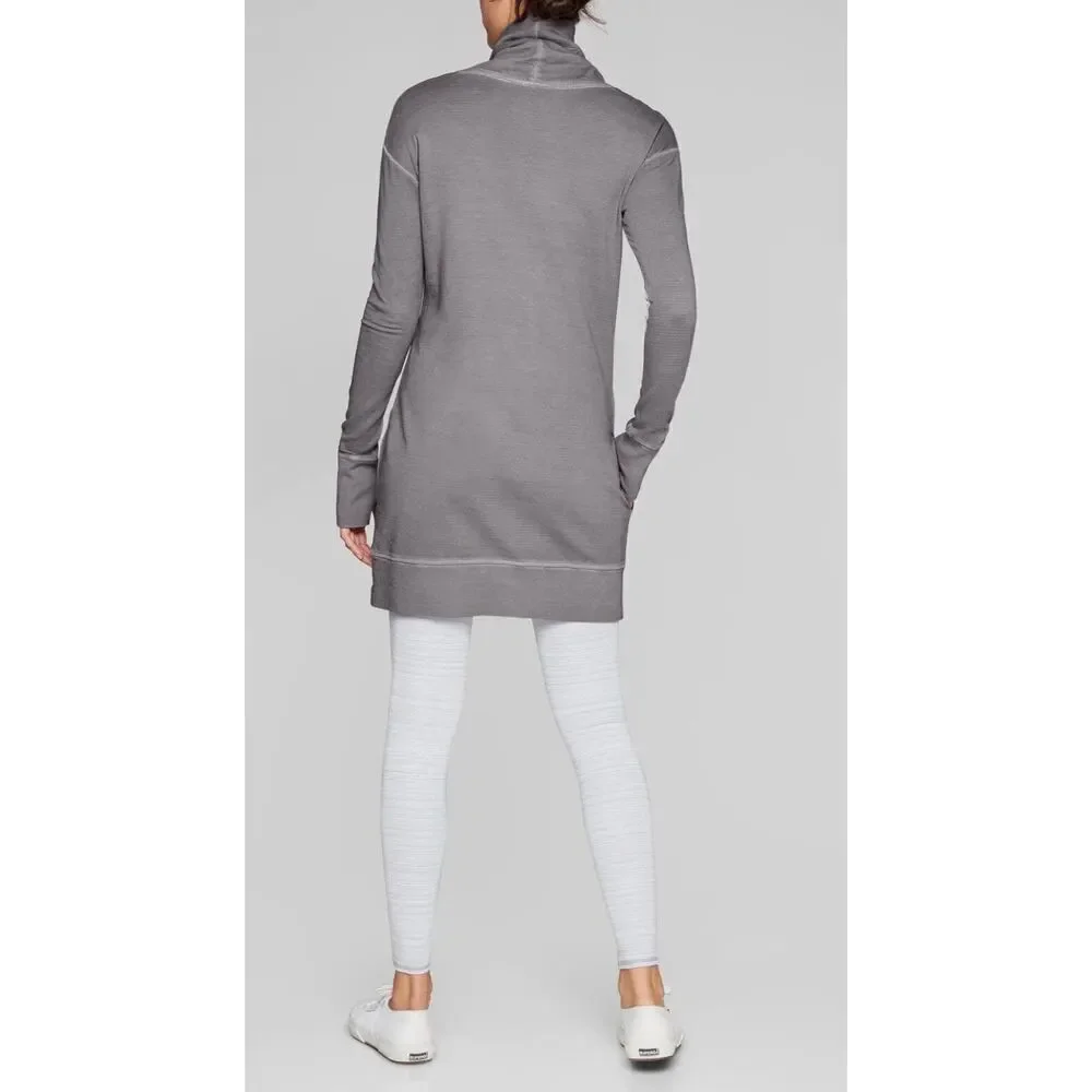 Athleta Women Small Silver Gray Eco Wash Long Sleeve Turtleneck Tunic